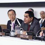 Secretary-General Ban Ki-moon (left) and President of General Assembly Nassir Abdulaziz Al-Nasser at the Assembly´s debate on Central America. UN Photo/Evan Schneider