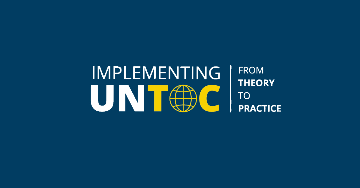 Visual with the logo of the Global Programme on Implementing the Organized Crime Convention: from Theory to Practice.