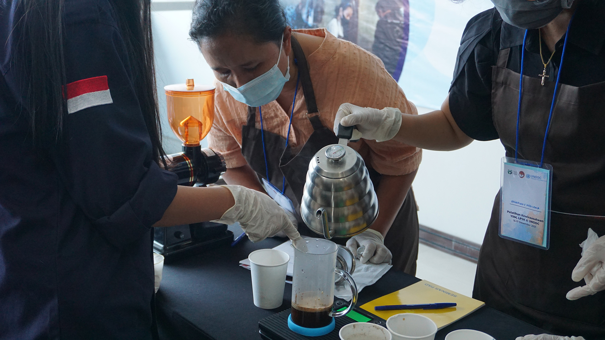 One of the vocational trainings (barista/coffee making) for survivors of terrorism in November 2021