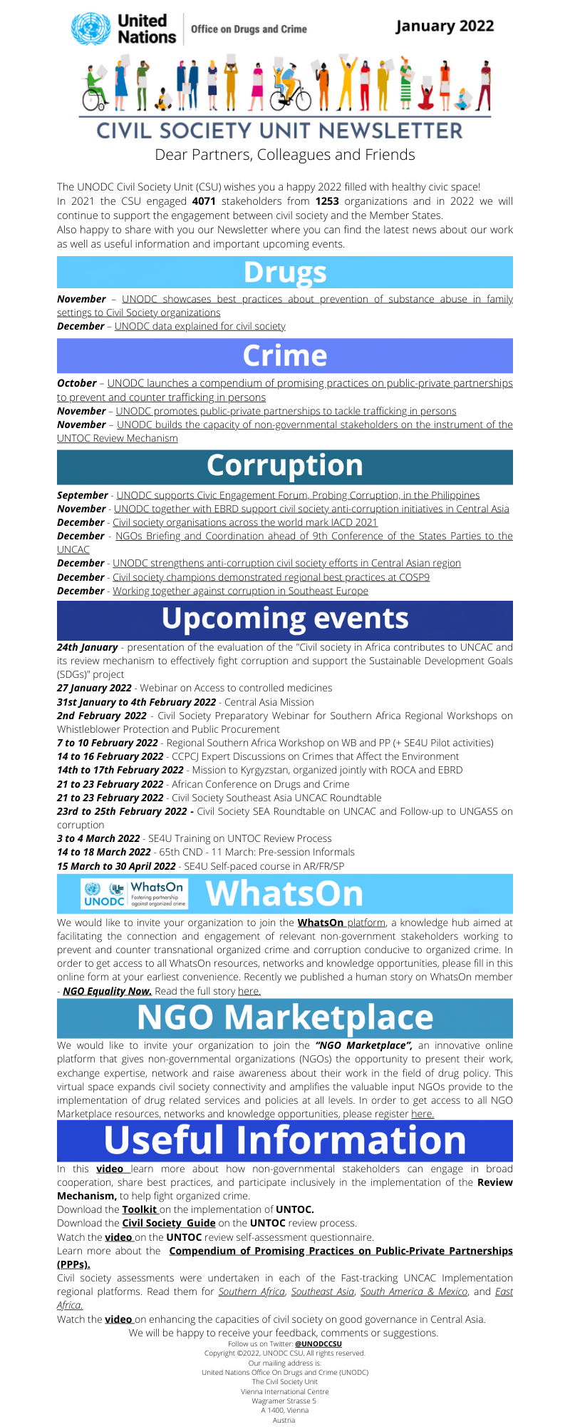 Unodc Civil Society Unit Newsletter January 2022