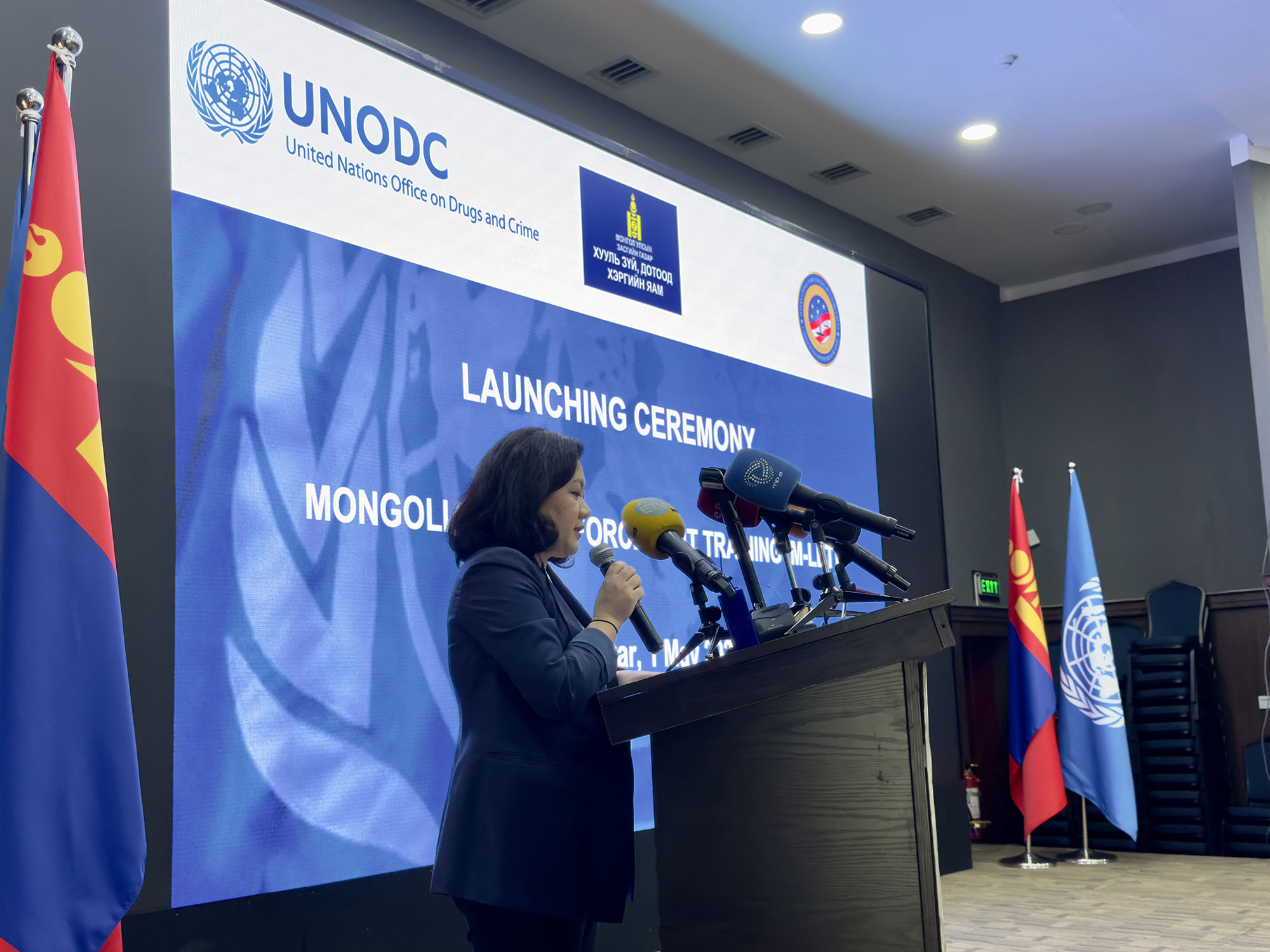 Solongoo Bayarsaikhan, Vice Minister of Justice and Home Affairs of Mongolia, welcomes the cooperation between her government and UNODC. Ulaanbaatar, Mongolia, 1 May. Photo: UNODC ROSEAP